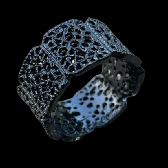 Fashion Ring Black Tone Unisex Jewelry Ring Crystal Accent Rings Size 11 - Picture 3 of 12